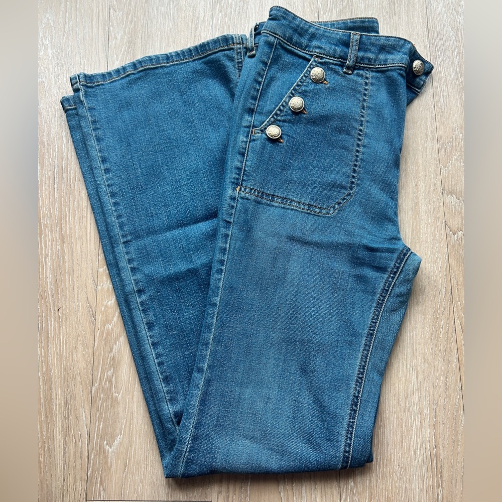 Stylish Blue Flare Sailor Jeans for Women